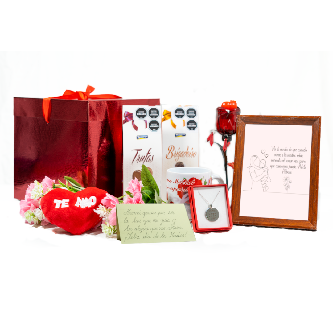 Paquete de regalo Día de la Madre + caja de chocolates extra + Carta manuscrita personalizada